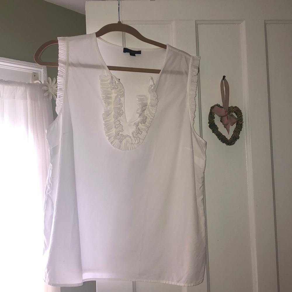 J. CREW ~ Sz 4 White MARGOT Top in Airy Pique